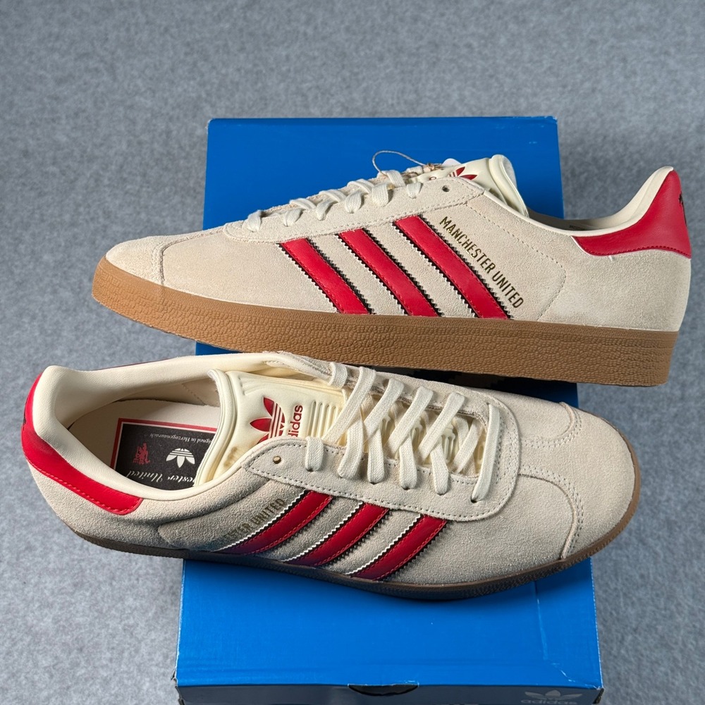 Adidas Gazelle Terrace Cream Red Black Men's 8.5 Suede Retro Sneakers NIB - Picture 3 of 8